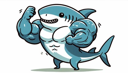 Naklejka premium The muscular shark displays its ferocity as it patrols the ocean.