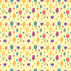 Seamless colorful tulips pattern. EPS 10 RGB color. Pattern swatch included in the EPS 10 file. 