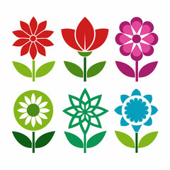 Fototapeta premium Set of Flower icon vector art illustrations an white background