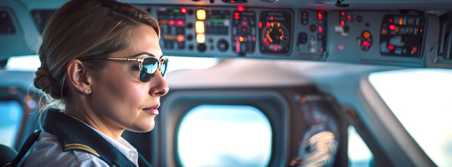 Portrait of handsome female pilot