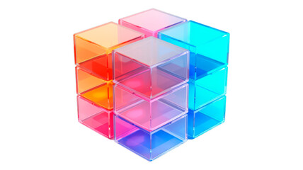 Puzzle Cubes isolated on transparent png background. Generative ai - Powered by Adobe
