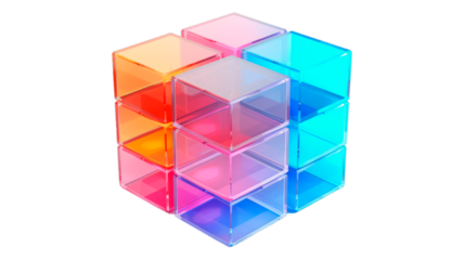 Puzzle Cubes isolated on transparent png background. Generative ai