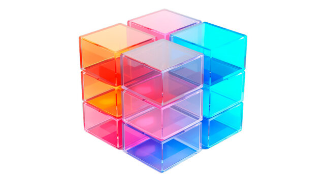 Puzzle Cubes isolated on transparent png background. Generative ai