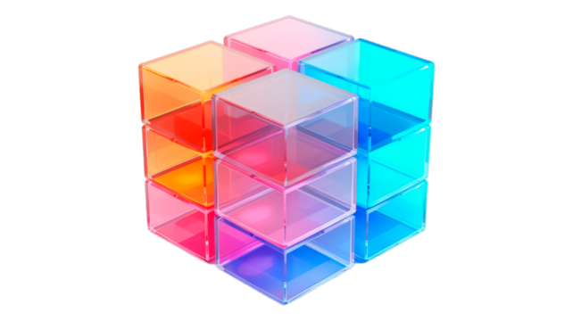 Puzzle Cubes isolated on transparent png background. Generative ai