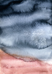 Loose abstarct watercolor landscape. Abstract watercolor impression painting. Colorful imprassion drawing. Home design. Space decorating ideas. Original hand-drawn illustration, ready for print.