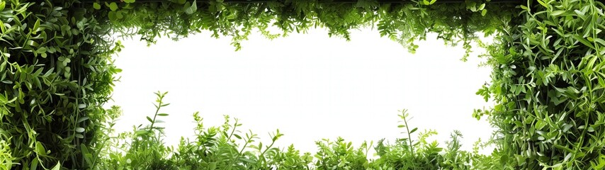 lush green foliage frame border on white background