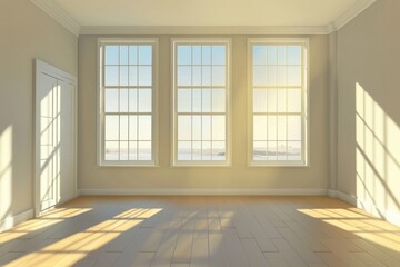 Fototapeta premium Spacious room with abundant natural light. Ideal for real estate or interior design concepts