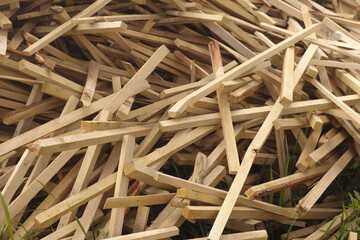 A pile of lumber. Close up.