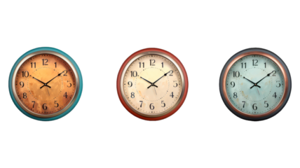 Wall Clocks isolated on transparent png background. Generative ai