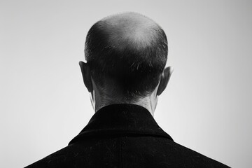 Monochrome image of a man with a shaved head. Suitable for various projects - Powered by Adobe