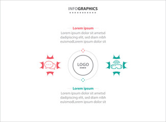 Two infographics element. Vector illustration. Vector business template for presentation. Timeline with 2 option. Vector Infographic label design template with icons and 2 options or steps.