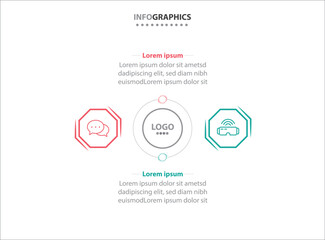 Two infographics element. Vector illustration. Vector business template for presentation. Timeline with 2 option. Vector Infographic label design template with icons and 2 options or steps.