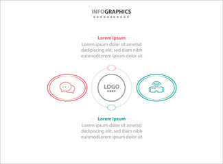 Two infographics element. Vector illustration. Vector business template for presentation. Timeline with 2 option. Vector Infographic label design template with icons and 2 options or steps.