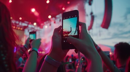 A diverse group of individuals are capturing moments with their cell phones.