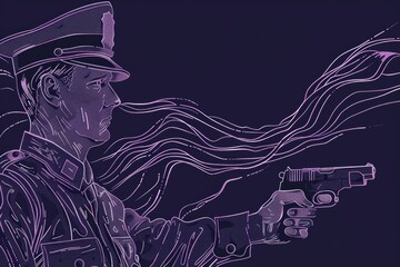 A drawing of a man holding a gun, suitable for illustrating security concepts