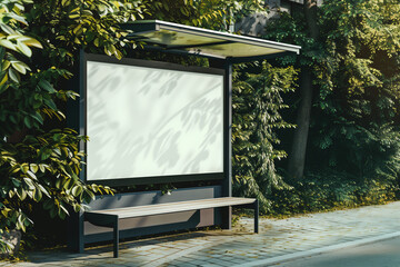 Fototapeta premium Urban Bus Stop With Bench and Large Screen