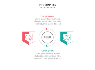 Two infographics element. Vector illustration. Vector business template for presentation. Timeline with 2 option. Vector Infographic label design template with icons and 2 options or steps.