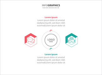 Two infographics element. Vector illustration. Vector business template for presentation. Timeline with 2 option. Vector Infographic label design template with icons and 2 options or steps.