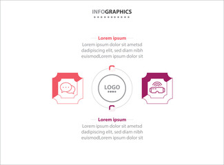Two infographics element. Vector illustration. Vector business template for presentation. Timeline with 2 option. Vector Infographic label design template with icons and 2 options or steps.