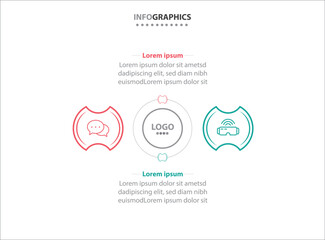 Two infographics element. Vector illustration. Vector business template for presentation. Timeline with 2 option. Vector Infographic label design template with icons and 2 options or steps.