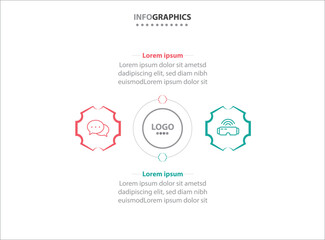 Two infographics element. Vector illustration. Vector business template for presentation. Timeline with 2 option. Vector Infographic label design template with icons and 2 options or steps.