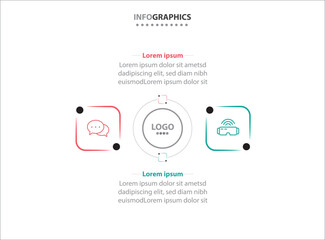 Two infographics element. Vector illustration. Vector business template for presentation. Timeline with 2 option. Vector Infographic label design template with icons and 2 options or steps.