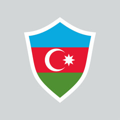 Azerbaijan Flag in Shield Shape Frame