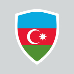 Azerbaijan Flag in Shield Shape Frame