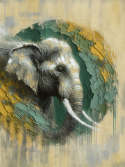 AI generated illustration of a digital painting capturing the grace and majesty of an elephant