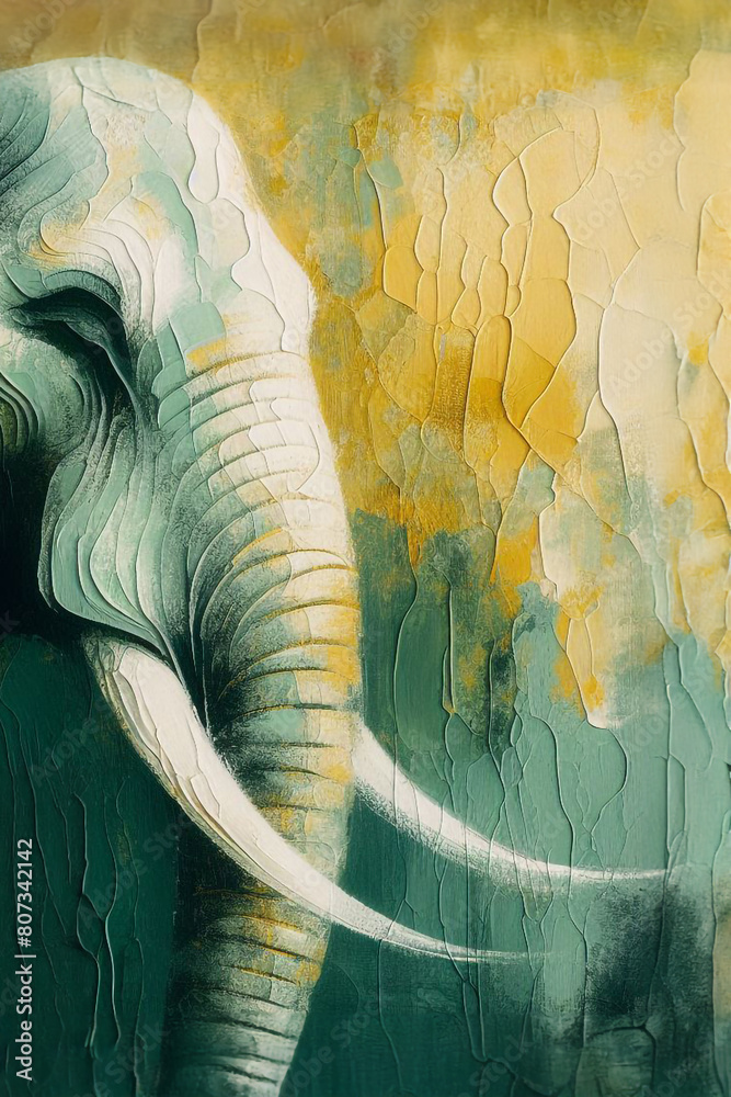 Wall mural AI generated illustration of a digital painting capturing the grace and majesty of an elephant