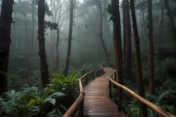 Beautiful rain forest at ang ka nature trail in doi inthanon national park, Thailand
