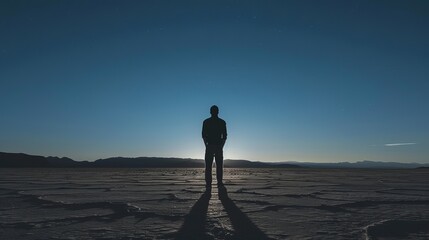 Endurance in Adversity: A Towering Silhouette Against the Expansive Desert