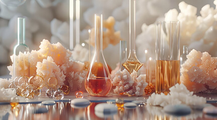 3D render of Explore the synthesis of ingredients through captivating imagery of synthetic elements. Generative AI.