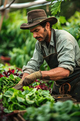 A chef harvesting fresh vegetables on a farm