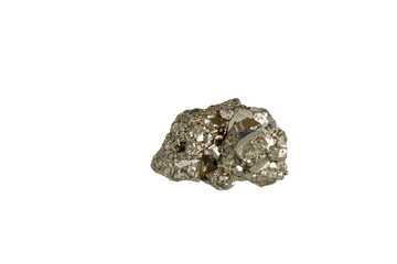pyrite mineral stone macro on white background