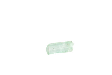green tourmaline mineral stone macro on white background