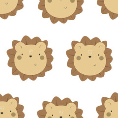 Seamless pattern with lions. colorful vector for kids. hand drawing, flat style. baby design for fabric, print, textile, wrapper