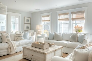 Bright and Airy Cape Cod Living Room with Coastal Decor and Natural Light