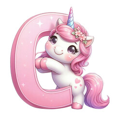Pink Unicorn Alphabet Sublimtion Clipart