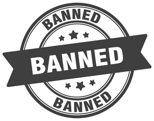 banned stamp. banned label on transparent background. round sign
