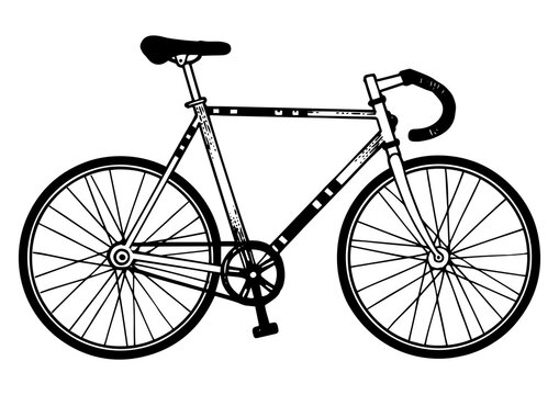 Track bike sport bicycle sketch engraving PNG illustration. T-shirt apparel print design. Scratch board style imitation. Hand drawn image.