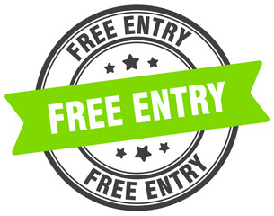 free entry stamp. free entry label on transparent background. round sign