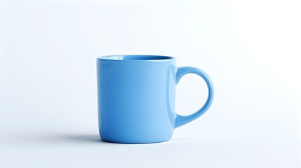 Fototapeta premium Blue Ceramic Mug on a white Background. Mockup Template with Copy Space