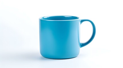 Blue Ceramic Mug on a white Background. Mockup Template with Copy Space