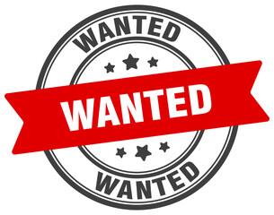 wanted stamp. wanted label on transparent background. round sign