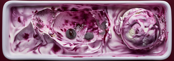Fototapeta premium Pink Raspberry Swirl Ice Cream in Container