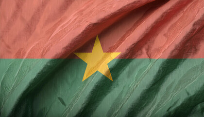 Realistic Artistic Representation of the Burkina Faso waving flag