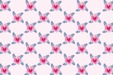 Hand drawn summer floral and tropical leaves pattern