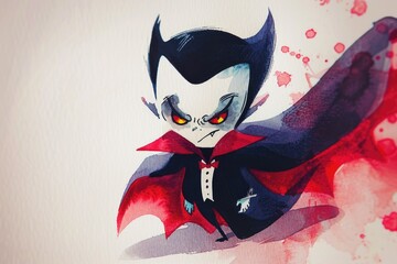 A drawing of a vampire with striking red eyes. Suitable for Halloween-themed designs