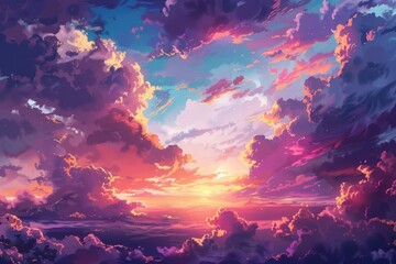 Beautiful sunset painting, perfect for wall decor